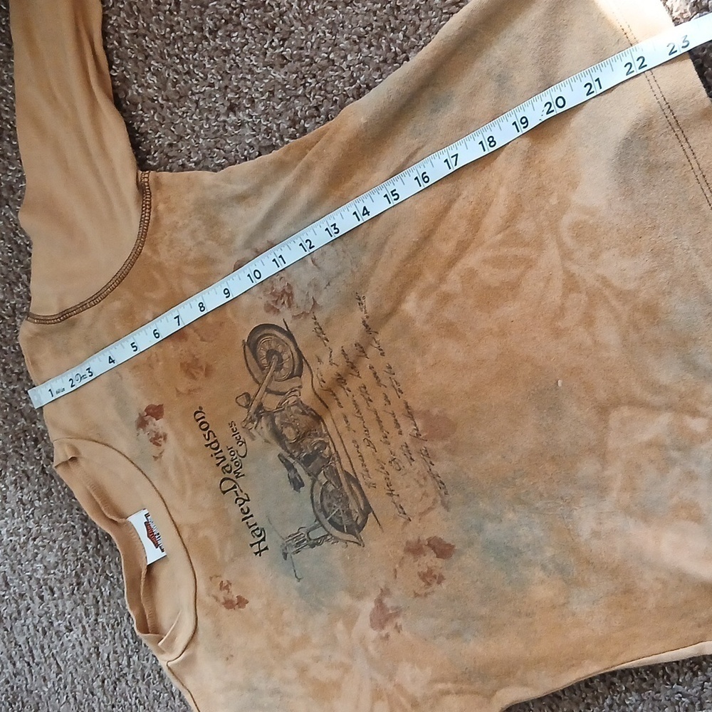 Harley Davidson tan bike quarter sleeve tee shirt size large - Picture 9 of 11